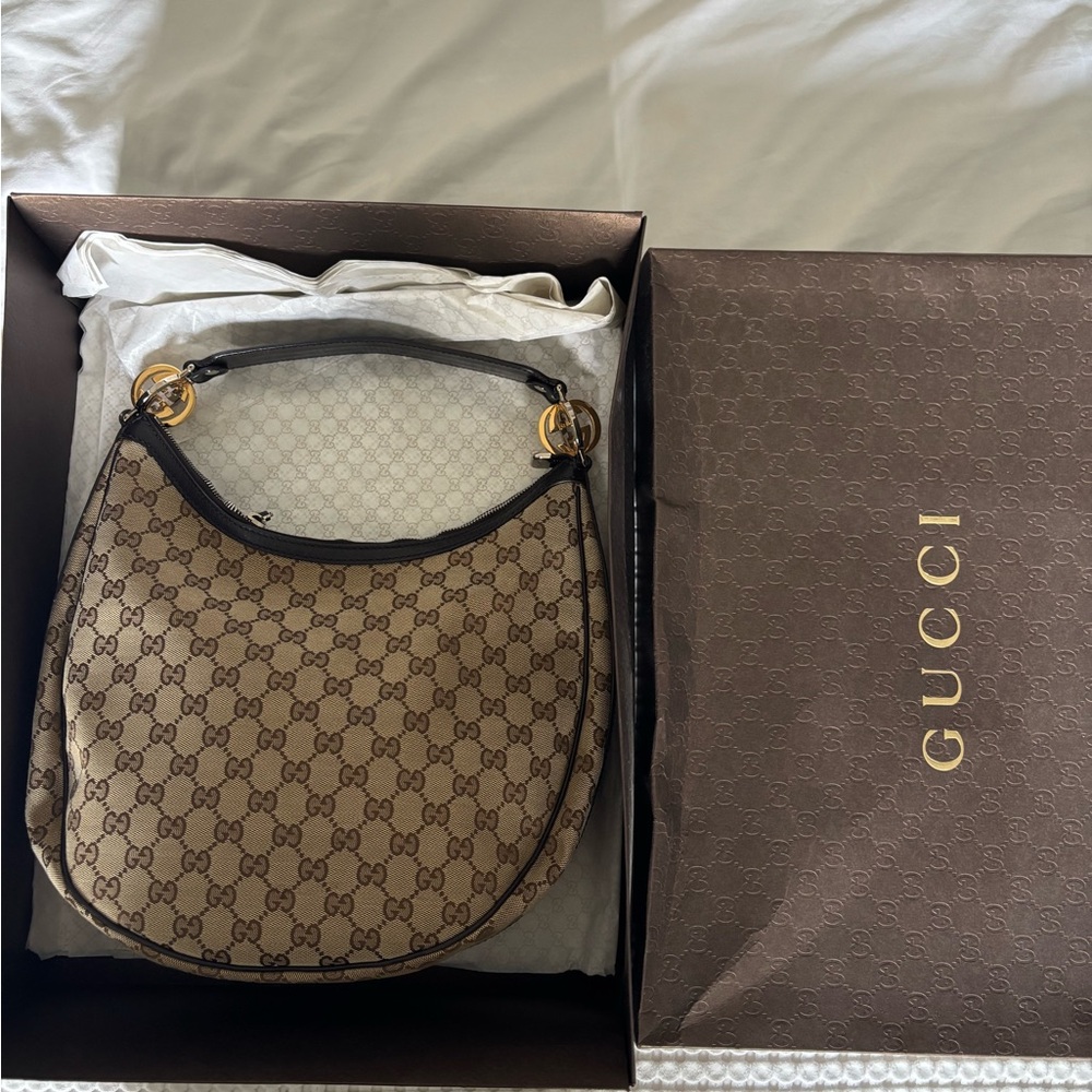 Authentic Gucci GG Canvas Shoulder Bag / Hobo Bag